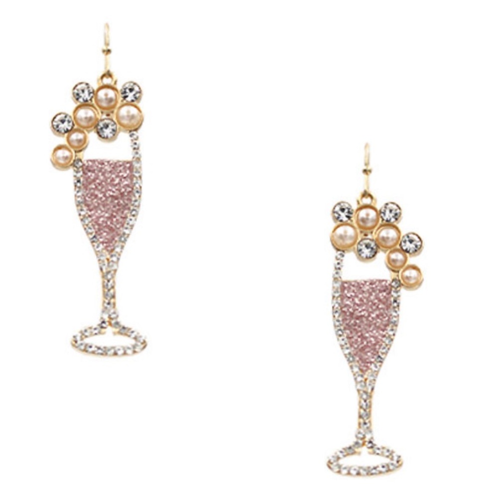 Wine Glass Glitter Earring